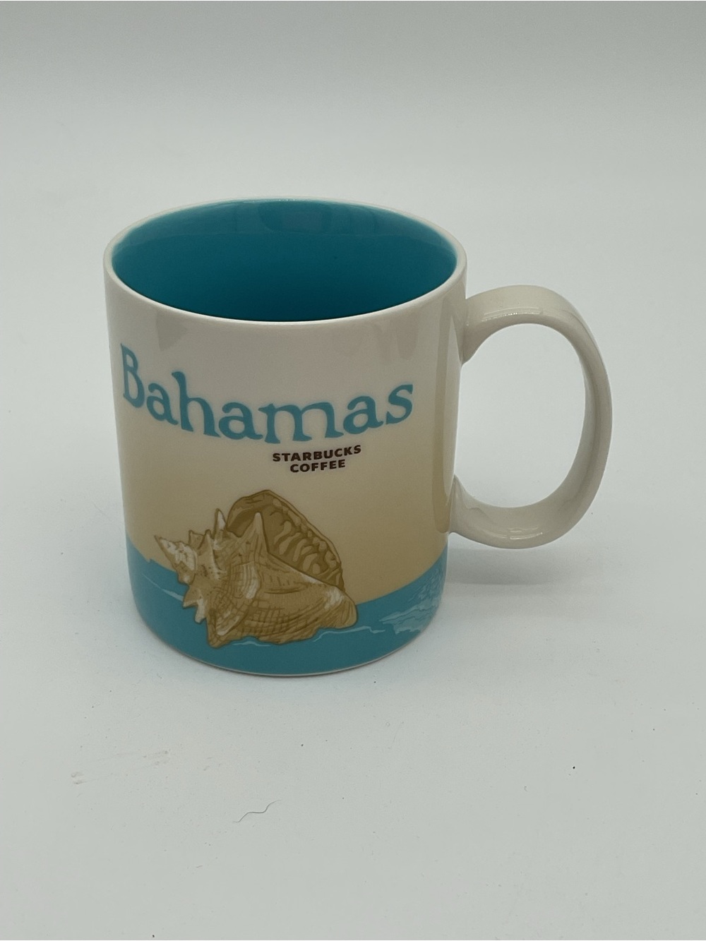 Starbucks Bahamas Ceramic Mug - Teal Interior & Cream Exterior